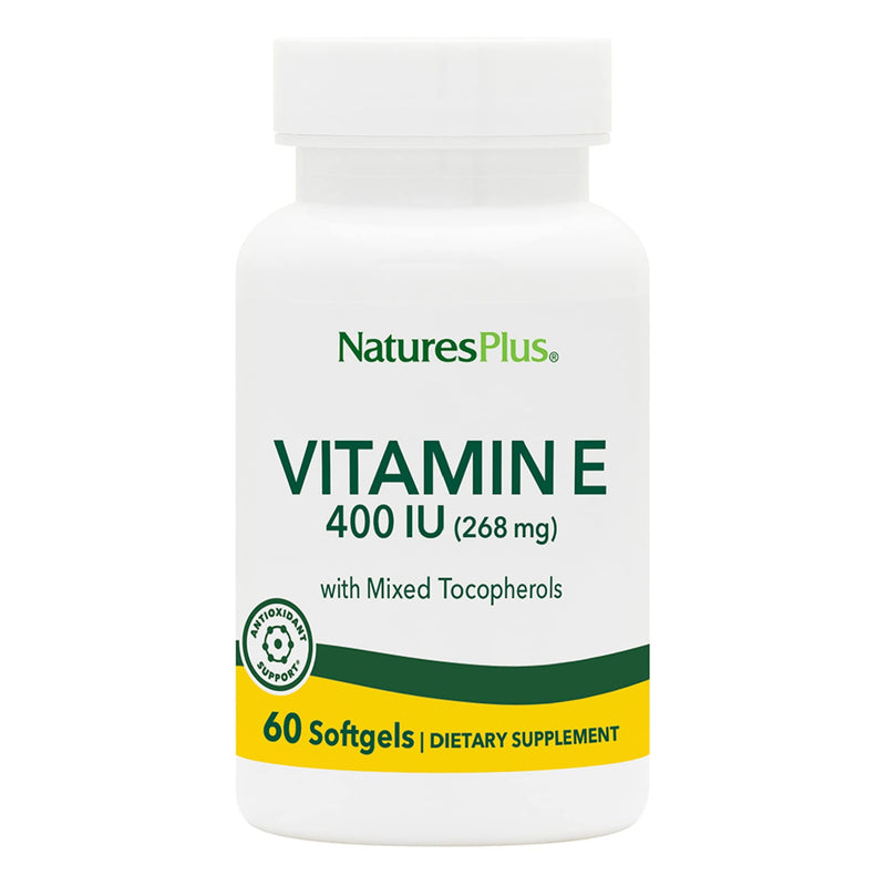 NaturesPlus Vitamin E 400 IU Mixed Tocopherol - 60 Softgels - Supports Immune Health & Antioxidant Protection - Gluten Free - 60 Servings