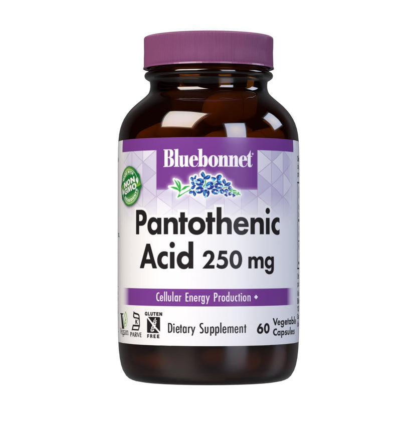 BlueBonnet Nutrition Pantothenic Acid 250 mg, 60 Vegetable Capsules | Non-GMO, Vegan, Gluten-Free 60 Count (Pack of 1)