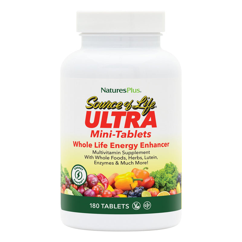 NaturesPlus Ultra Source of Life Multivitamin - 180 Mini-Tablets - with Whole Foods, Herbs, Lutein & Enzymes - Vegetarian, Gluten Free - 30 Servings