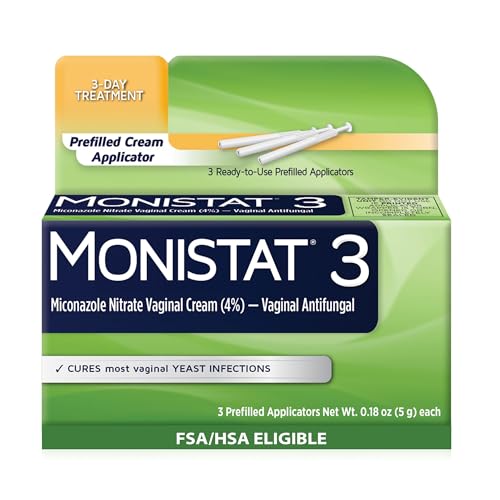 Monistat 3-Day Yeast Infection Treatment, Miconazole Cream, 3 Applicators 3 Count