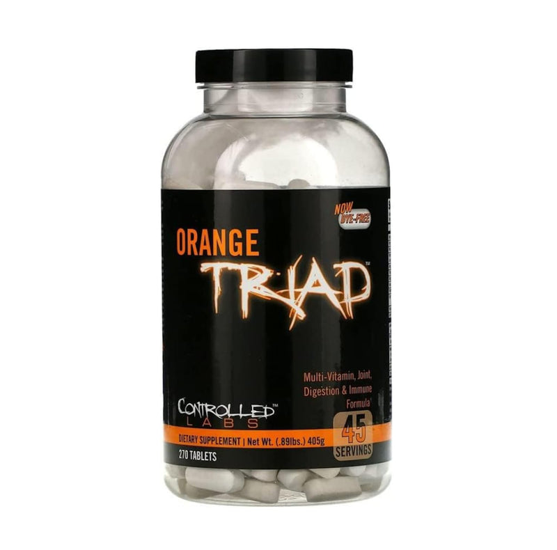 CONTROLLED LABS Orange Triad, Multivitamin/Joint/Digestion/Immune, 45 Serv | Daily Supplement, Vitamin A, B6, B12, C, D, Iron Free Sports Vitamin, Supports Joints, Digestion, Immune Function, Magnesium 270 Count (Pack of 1)