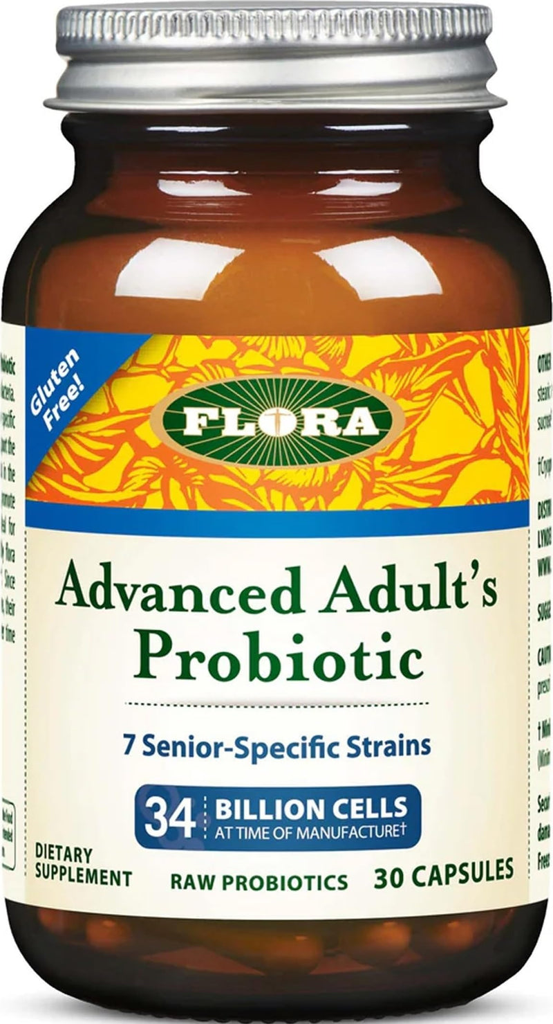 FloraHealth Advanced Adult’s Probiotic, 7 Strains, 34B CFU, 55+, 30 Caps | Seven Senior-Specific Strains, Gluten Free, Raw Probiotic with 34 Billion Cells Unflavored 30 Count (Pack of 1)