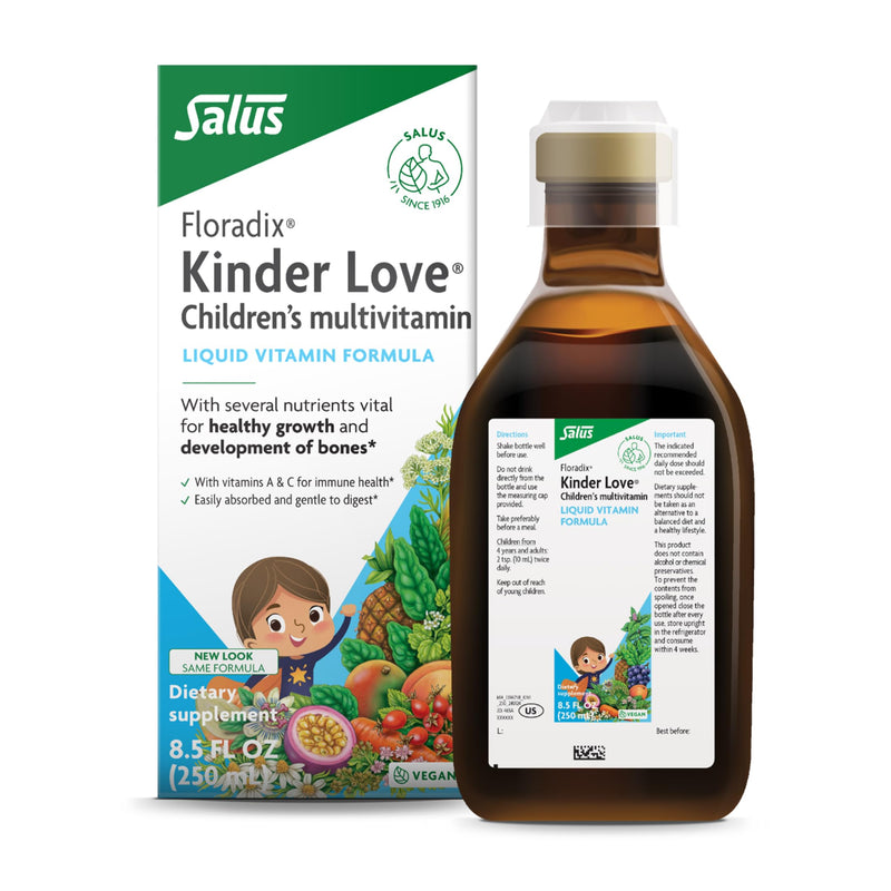 Floradix Kinder Love Children's Multivitamin, Herbal Supplement, 8.5 fl oz | Herbal Liquid Multivitamin for Kids with Vitamins A, C, D & E, Calcium & More, Vegetarian, Non-GMO & Gluten-Free 8.5 Fl Oz (Pack of 1)