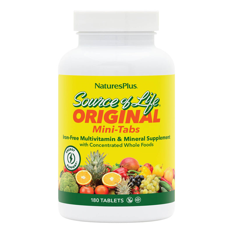 NaturesPlus Source of Life No Iron - 180 Mini-Tabs - Multivitamin & Mineral Supplement - Supports Natural Energy & Overall Well-Being - Gluten Free, Vegetarian - 30 Servings 180 Count (Pack of 1)