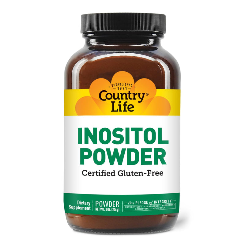 Country Life Inositol Powder, 1100mg, 8 oz, 205 Servings | Unflavored powder that mixes easily with water, juice, or food; certified gluten-free and vegan with no fillers 8 Ounce (Pack of 1)