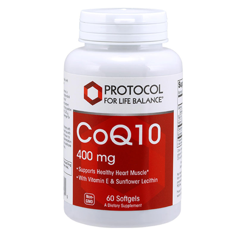 PROTOCOL FOR LIFE BALANCE CoQ10 400mg, with Vitamin E, 60 Softgels | Contains Vitamin E and with Soy Lecithin, CoQ10 Supplement, Halal and Egg Free