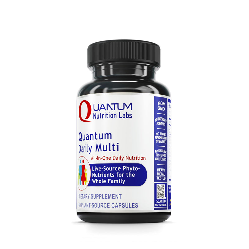 Quantum Nutrition Labs Daily Multivitamin - Multivitamin for Men and Women, Daily Nutrition Supplements with Calcium for Adults, Made with Cordyceps and Green Tea - 60 Vegetarian Capsules 60 Count (Pack of 1)