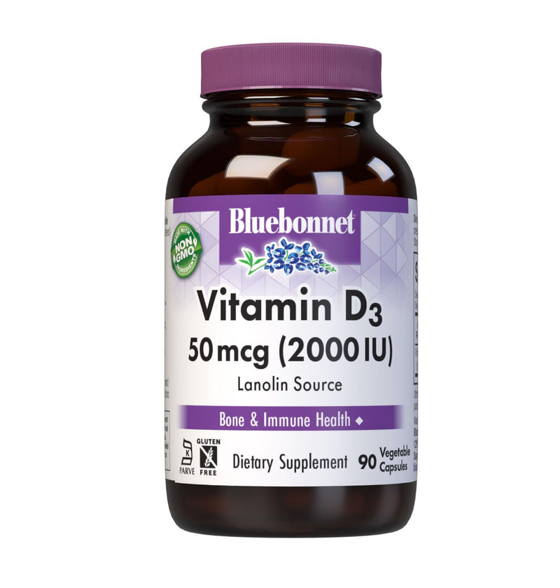 Bluebonnet Vitamin D3 2000 IU Vegetable Capsules, 90 Count | Strong Bones & Immune Support Supplement for Women & Men; Non-GMO, Gluten-Free, Soy-Free 1