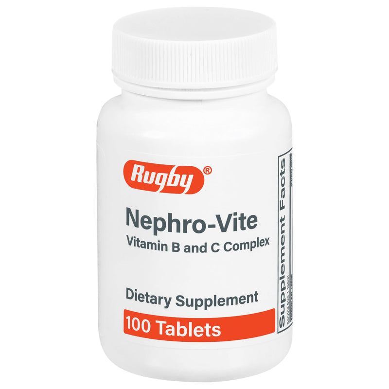 Rugby Nephro-Vite Vitamin B and C Complex Tablets, 100 Count (1-Pack) | Gluten Free Dietary Supplement for Adults with 60 Mg of Vitamin C, and 10 Mg of Vitamin B6 100 Count (Pack of 1)