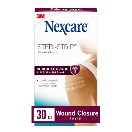 Nexcare Steri-Strip Wound Closure, Breathable Strips Hold Small Wounds Firmly Closed, Great After Sutures or Staples - 30 Wound Closures 30 Count (Pack of 1)