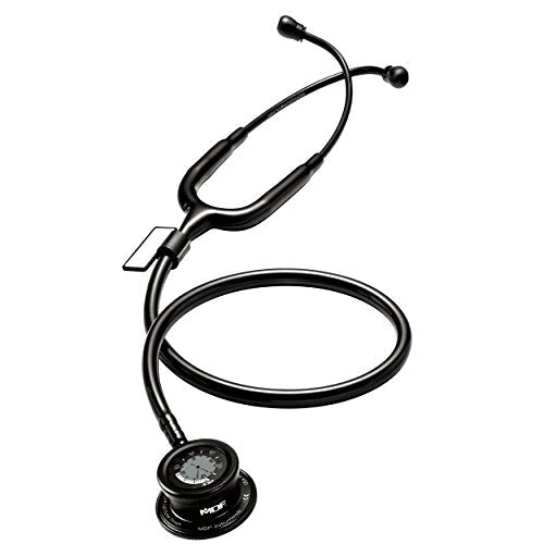 MDF Instruments, Pulse Time® 2-in-1 Digital LCD Clock and Single Head Stethoscope - Free-Parts-for-Life & Lifetime Warranty - All Black (MDF740-BO) All Black (Blackout)