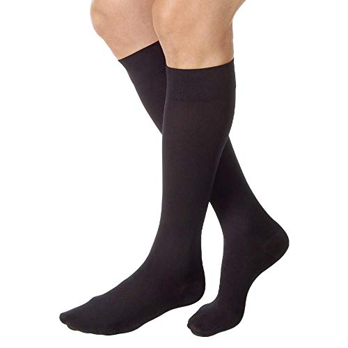 JOBST Relief 15-20 mmHg Knee High Graduated Compression Stockings - Regular Band, Closed Toe Black Extra Large