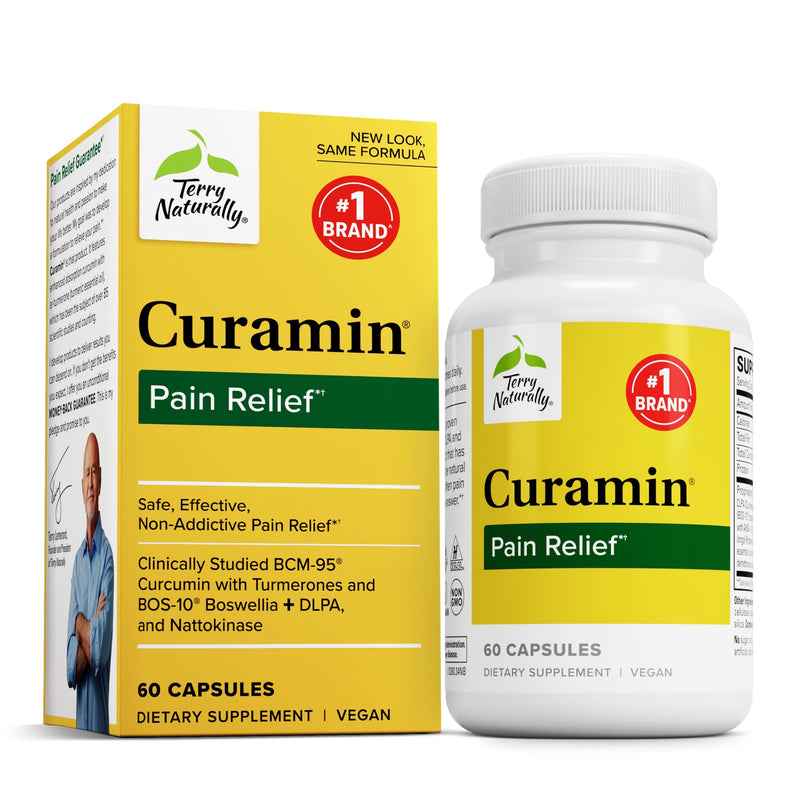 Terry Naturally Curamin - Curcumin Supplement for Circulation & Endorphin Support - Support for Occasional Discomfort - Aids Healthy Muscles - 60 Capsules 60 Count (Pack of 1) - BeesActive Australia