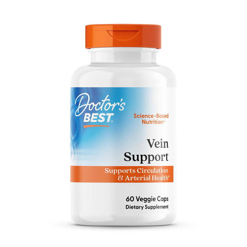 Doctor's Best Vein Support Supplement - Contains Diosmin & Hesperidin, Circulation Support for Legs & Feet, for Men & Women, Formula with Vitamin K2 & Natural Orange Extract, Vegan - 60 Veg Caps 60 Count (Pack of 1)