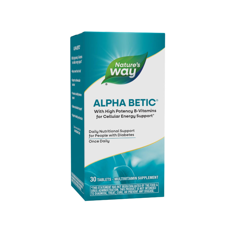 Nature's Way alpha betic, Diabetic Multivitamin for Daily Nutritional Support, with B-Vitamins for Energy Metabolism Support*, Alpha Lipoic Acid, Taurine, Lutein, 30 Tablets 30 Count (Pack of 1)