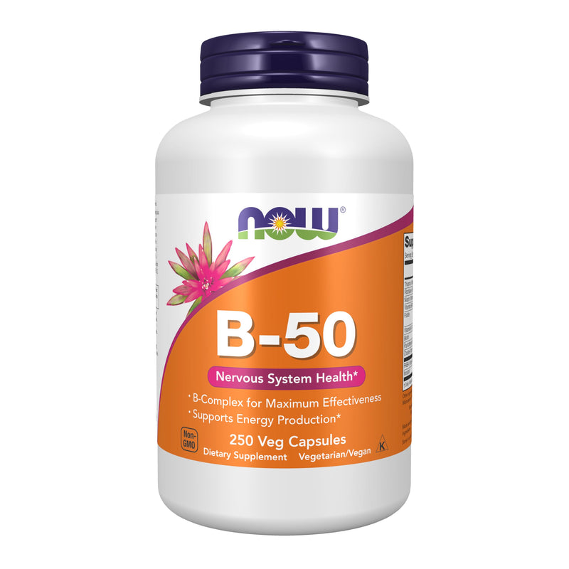 NOW Supplements, Vitamin B-50, Energy Production*, Nervous System Health*, 250 Veg Capsules 250 Count (Pack of 1)