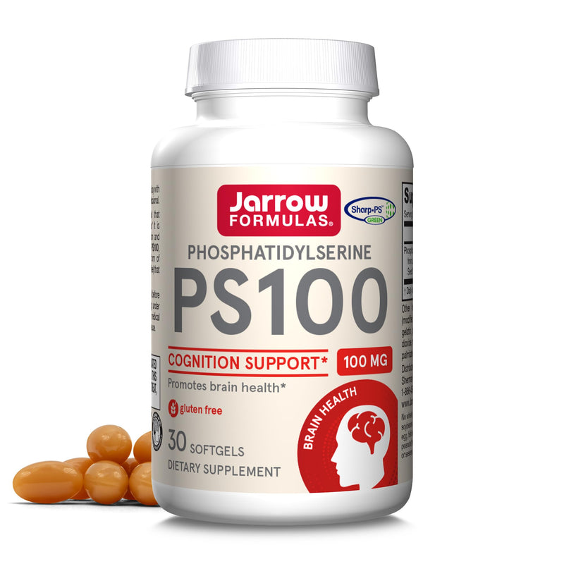 Jarrow Formulas PS100 Phosphatidylserine 100 mg, Dietary Supplement for Brain Health and Cognition Support, 30 Softgels, 10-30 Day Supply 30 Count (Pack of 1)