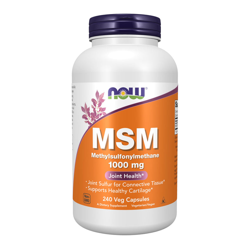 NOW Supplements, MSM (Methylsulfonylmethane) 1,000 mg, Joint Health*, 240 Veg Capsules 240 Count (Pack of 1)