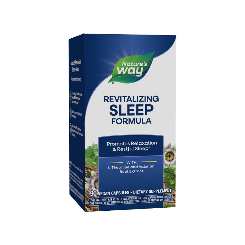 Nature's Way Revitalizing Sleep Formula, Promotes Restful Slumber*, 90 ct | Promotes Relaxation and Restful Sleep*, with L-Theanine, Valerian Root Extract, and 5-HTP, Vegan, Dairy-Free, Gluten-Free