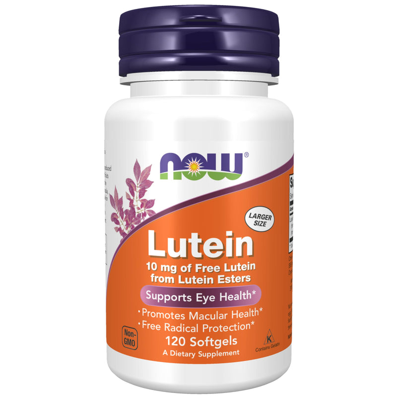 NOW Foods Supplements, Lutein 10 mg with 10 mg of Free Lutein from Lutein Esters, 120 Softgels 1 Count (Pack of 1)