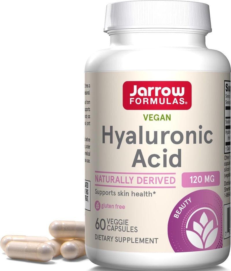 Jarrow Hyaluronic Acid 120 mg, Dietary Supplement, 60 Capsules | Skin Care Support, 120 Veggie Capsules, Up To 60 Day Supply, Supports Healthy Skin Hydration Unflavored 60 Count (Pack of 1)
