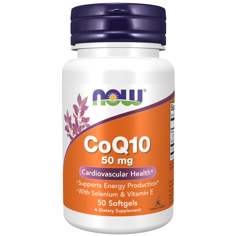 NOW Foods Supplements, CoQ10 50 mg, Pharmaceutical Grade, All-Trans Form produced by Fermentation, 50 Softgels 50 Count (Pack of 1)