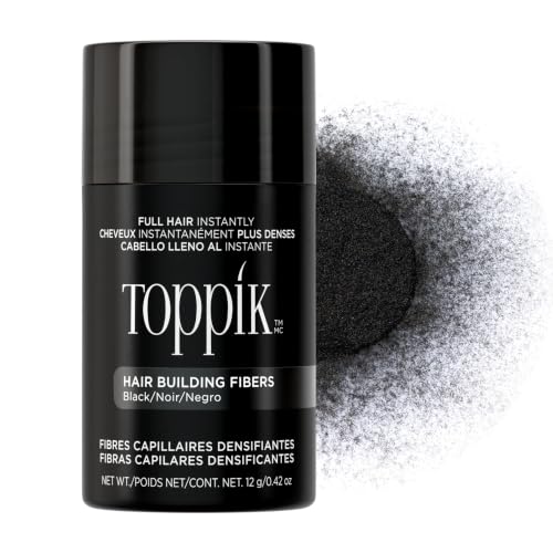 Toppik Hair Building Fibers, Fill In Fine or Thinning Hair Instantly Thicker, Fuller Looking Hair 9 Shades,4 size options Black Medium 12g