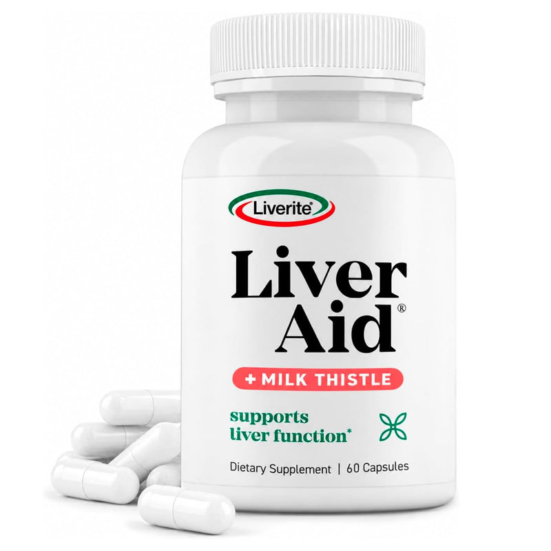 LIVERITE Liver Aid with Milk Thistle 60 Capsules, Liver Support Supplement with Amino Acids, Choline, Milk Thistle & Vitamin B12 – Supports Healthy Liver Function, Energy & Metabolism 60 Count (Pack of 1)