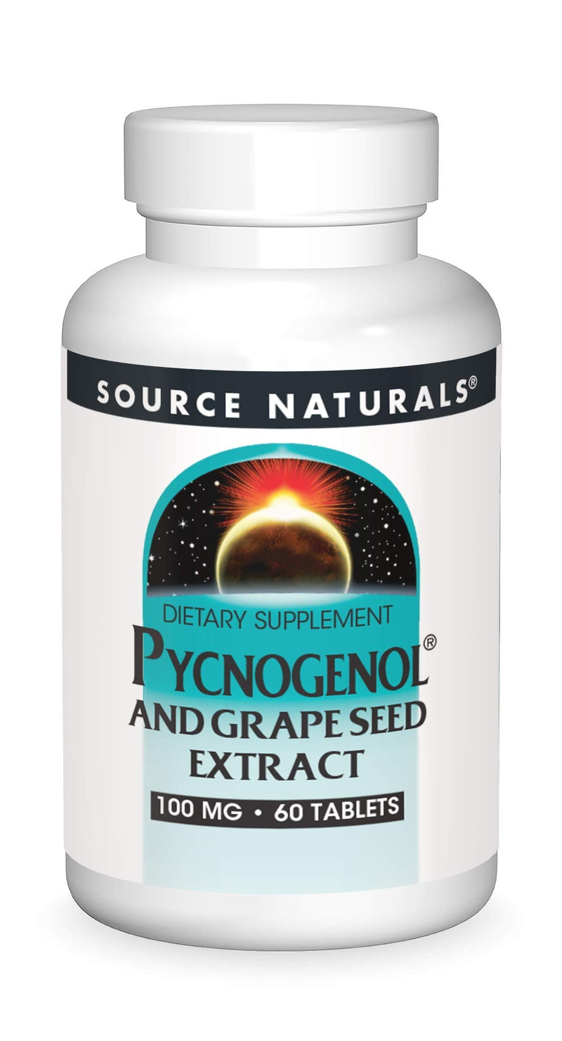 Source Naturals Pycnogenol & Grape Seed Extract 100 mg Dietary Supplement - 60 Tablets 60 Count (Pack of 1)