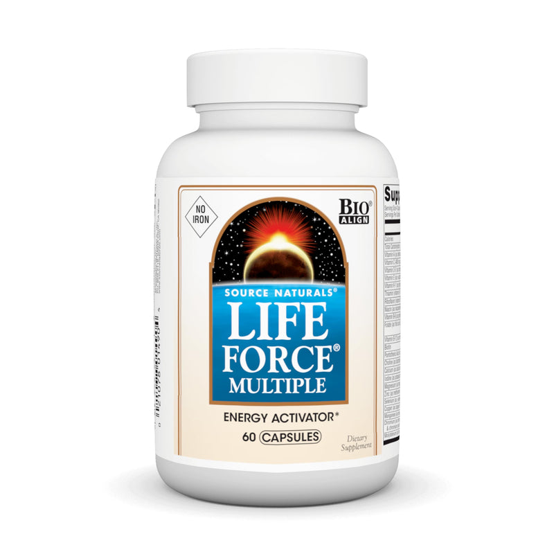 Source Naturals Life Force Multiple Iron Free Multivitamin - 60 Capsules | No Iron Bio-Aligned Formula® - Delivering 40+ Ingredients for Foundational Nutrition 60 Count (Pack of 1)