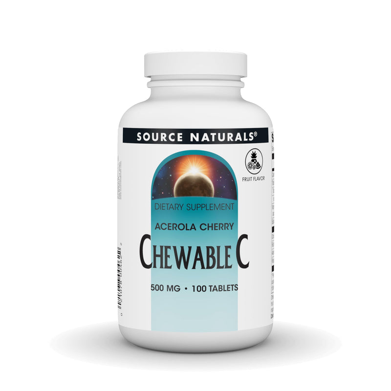 Source Naturals Acerola Cherry Chewable C, 500 mg - 100 Tablets | Fruit Flavor | Antioxidant Immune Support | Contains Wheat and Soy* 100 Count (Pack of 1)