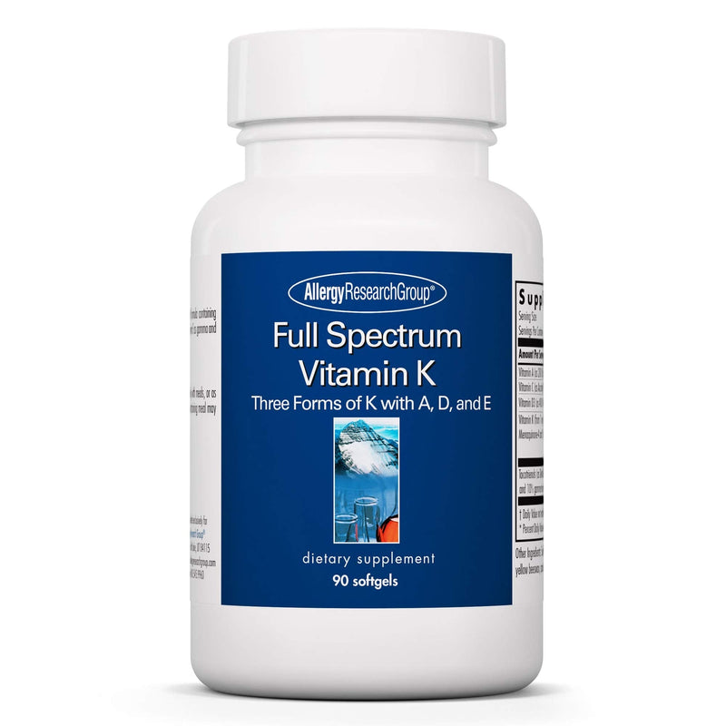 Allergy Research Group Full Spectrum Vitamin K - Vitamin K1 and K2 Supplement, Vitamin K Complex, MK-4, MK-7, Vitamin D3, Vitamin A - 90 Count - BeesActive Australia