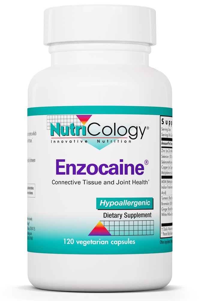 Nutricology Enzocaine Proteolytic Enzyme Blend, 120 Capsules | Herbal Enzyme Blend for Connective Tissue and Joint Health Support, Hypoallergenic and Vegetarian, 60 Servings