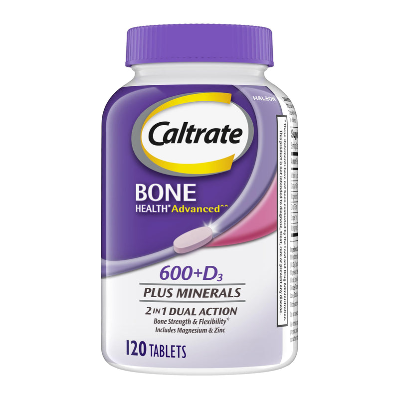 Caltrate 600 Plus D3 Vitamin D and Calcium Supplement Tablets, 120 Count | Highest Level of Vitamin D3, Maximizes Calcium Absorption to Support Strong Bones and Daily Function New 120 Count (Pack of 1)