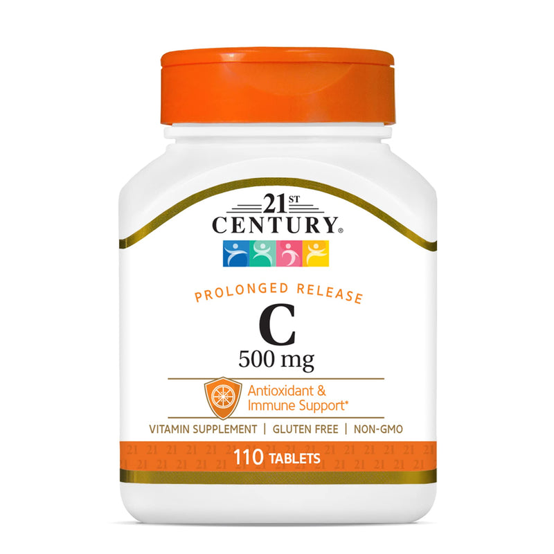 21st Century Vitamin C 500mg Prolonged Release Tablets, Immune, 110ct | Vitamin C 500 mg Time-Release Tablets, Immune & Antioxidant Support, Steady All-Day Release, Gluten Free 110 Count (Pack of 1)