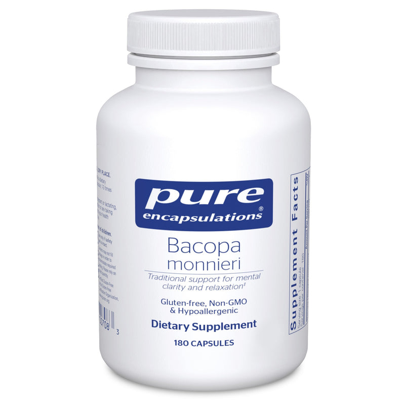 Pure Encapsulations Bacopa Monnieri | Supplement for Brain, Memory, Concentration, and Stress Support* | 180 Capsules Standard Packaging