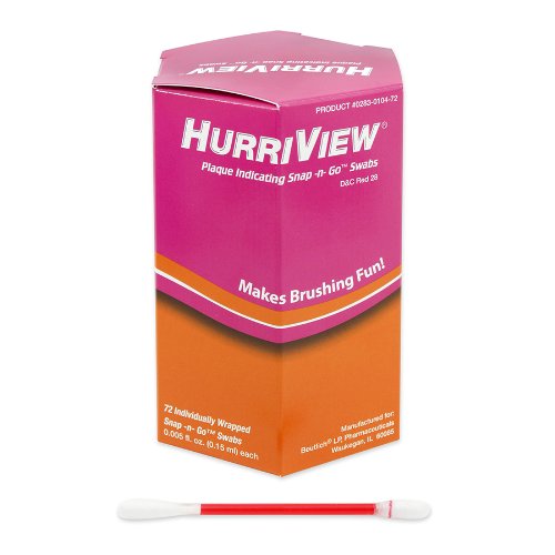 PLAQUE INDICATING SWABHURRIVIEW IND WRAP 72/BX BEUTLICH HURRIVIEW® PLAQUE INDICATING SNAP-N-GO SWABS
