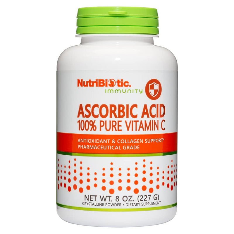 NutriBiotic Ascorbic Acid Vitamin C Powder, 8 Oz | Pharmaceutical Grade L-Ascorbic Acid, 2000 Mg Per Serving | Essential Immune & Antioxidant Collagen Support Supplement | Vegan, Gluten & GMO Free Unflavored 8 Ounce (Pack of 1)