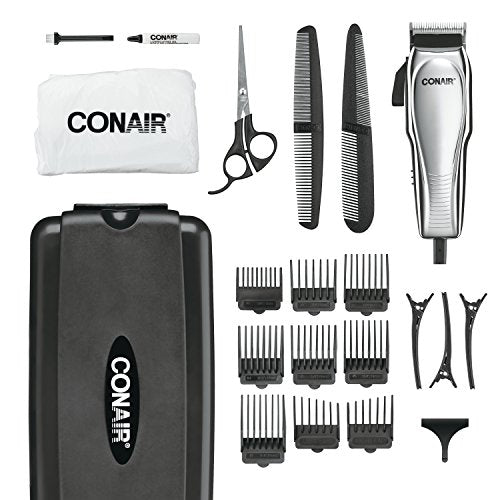 ConairMAN Hair Clippers for Men, 21-Piece Home Hair Cutting Kit Chrome