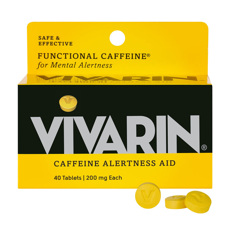 Vivarin, Caffeine Pills, 200mg Caffeine per Dose, Safely and Effectively Helps You Stay Awake, No Sugar, Calories or Hidden Ingredients, Energy Supplement, 40 Tablets - BeesActive Australia