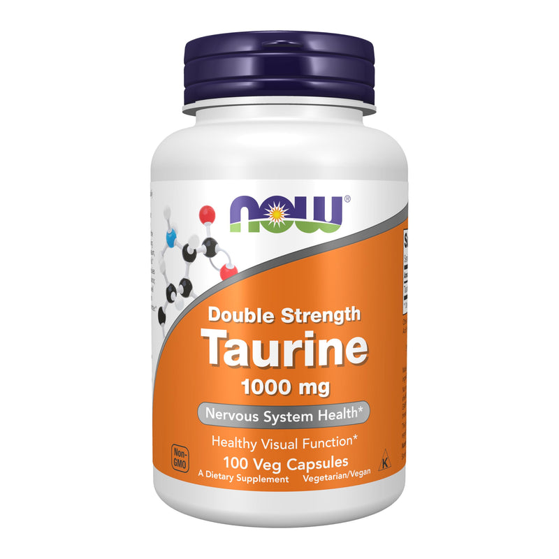NOW Supplements, Taurine 1,000 mg, Double Strength, 100 Veg Caps 100 Count (Pack of 1)