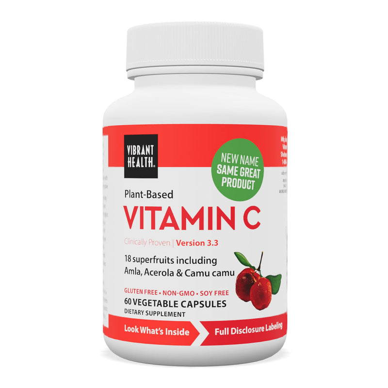 Vibrant Health Super Natural C Capsules, 120 mg, 60 Count | Vitamin C dietary supplement with 1600 ORAC per serving, daily immune support formula in easy-to-swallow servings Standard Packaging