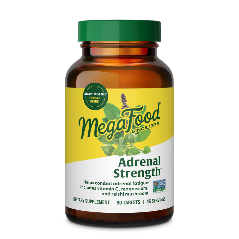 MegaFood Adrenal Strength, Adrenal Support Supplements, 90 Tablets | Reduce Stress and Cortisol Production with Ashwagandha, Magnesium Glycinate, Vitamin C, Holy Basil, Vegetarian, 45 Servings 90 Count (Pack of 1)