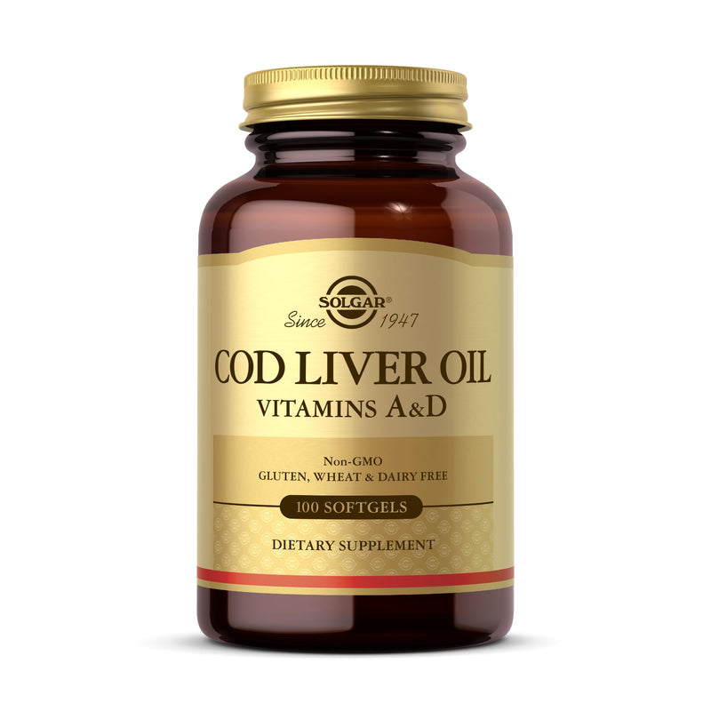 Solgar Cod Liver Oil - 100 Softgels - Provides Vitamins A & D - Non-GMO, Gluten Free - 100 Servings | Immune System Support · Traditional Cod Liver Oil 100 Count (Pack of 1)