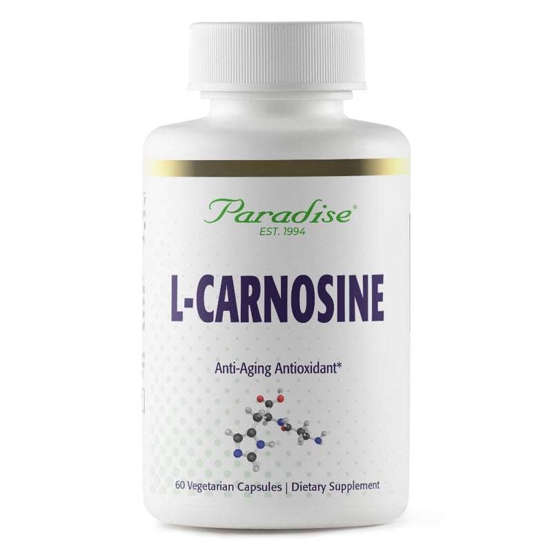 Paradise Herbs L-Carnosine Vegan Non-GMO Gluten Free 60 Capsules | Ultra pure dietary supplement in vegetarian form, daily servings with amino acid support and clean-label formulation