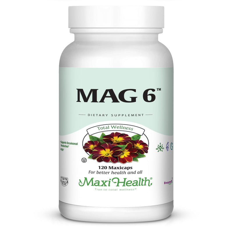 Maxi Health® Magnesium with Vitamin B6 (120 Capsules) | Kosher | Magnesium Glycinate & Oxide with Vitamin B6 | Energy, Muscle, Nerve & Bone Support | Vegetarian | Doctor Formulated