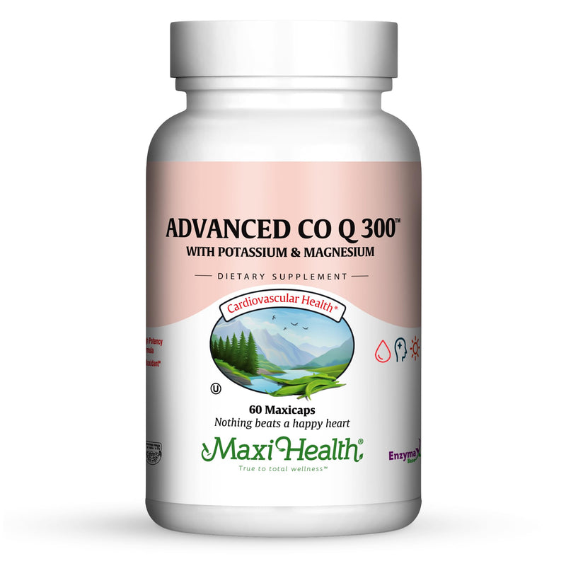 Maxi Health® CoQ10 300mg with Magnesium & Potassium (60 Capsules) | Kosher | Coenzyme Q10 with Magnesium & Potassium | Heart, Mind, Mood & Energy | Vegetarian · Non-GMO | Doctor Formulated