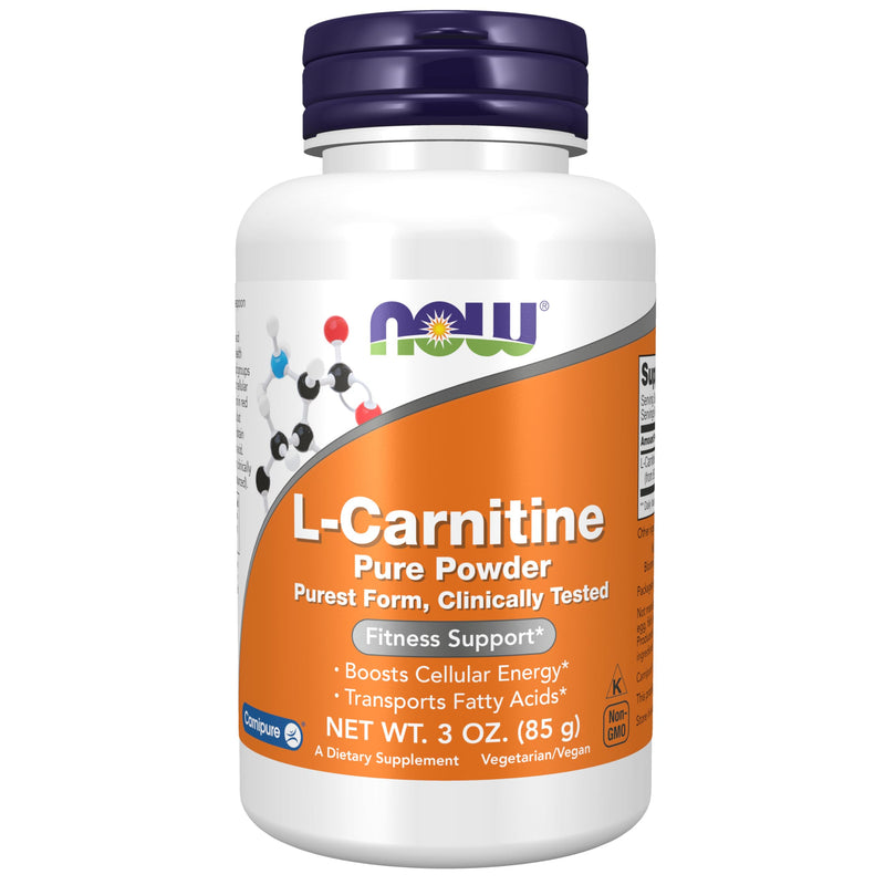 NOW Foods Supplements, L-Carnitine (L-Carnitine Tartrate) Pure Powder, Boosts Cellular Energy, Amino Acid, 3-Ounce Unflavored 3 Ounce (Pack of 1)