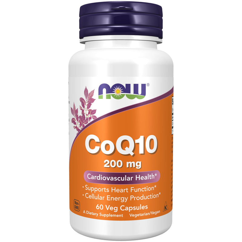NOW Foods Supplements, CoQ10 (Coenzyme Q10) 200 mg, Cardiovascular Health*, 60 Veg Capsules CoQ10 200 mg