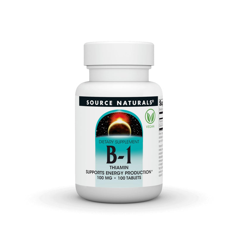 Source Naturals Vitamin B-1, 100 mg - 100 Vegan Tablets | Thiamin | Supports Energy Production* 1 1 Count (Pack of 100)